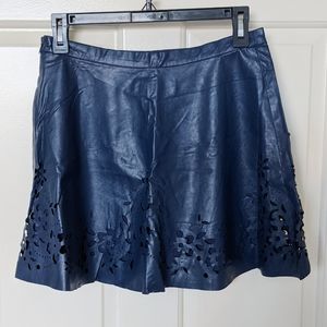 Abercrombie & Fitch Navy Blue Leather Circle Skirt